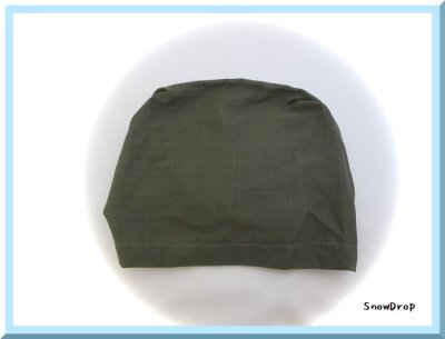 画像1: ケア帽子　　ガーゼ　カーキ　バンダナ帽子　医療帽子