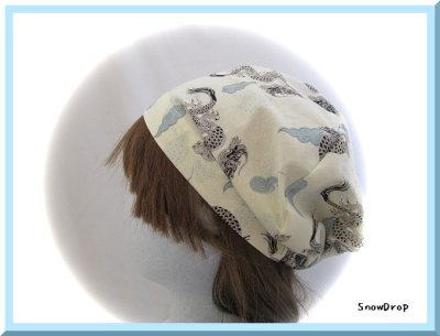 画像1: バンダナ帽子　龍神　白　白竜　ケア帽子　